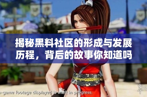 揭秘黑料社区的形成与发展历程，背后的故事你知道吗