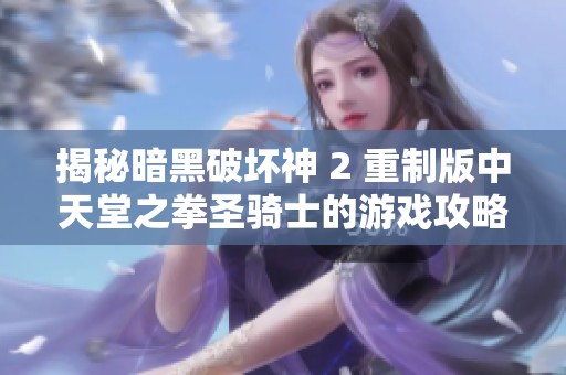 揭秘暗黑破坏神 2 重制版中天堂之拳圣骑士的游戏攻略与秘籍